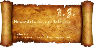 Neuschloss Zoltána névjegykártya